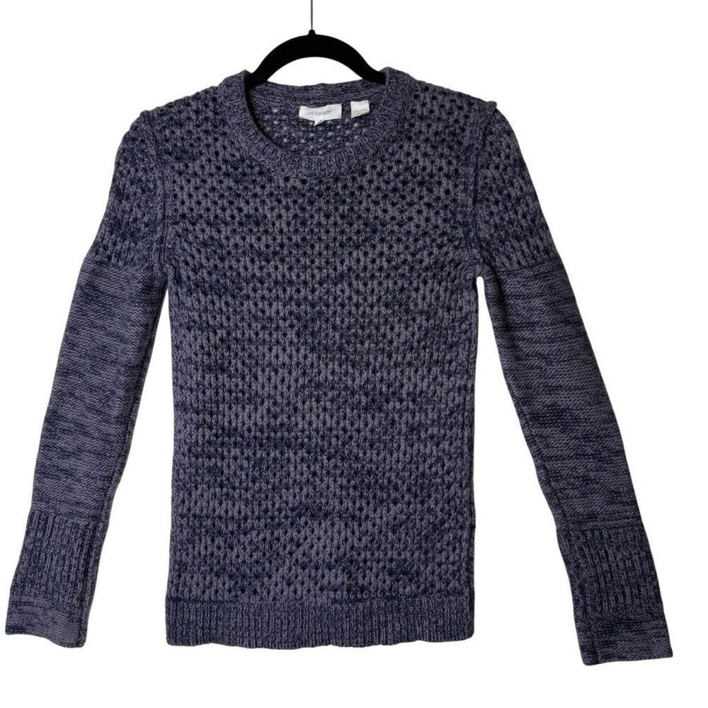 Inhabit Purple Crochet Knit Cashmere Sweater Sz M Preppy, Casual